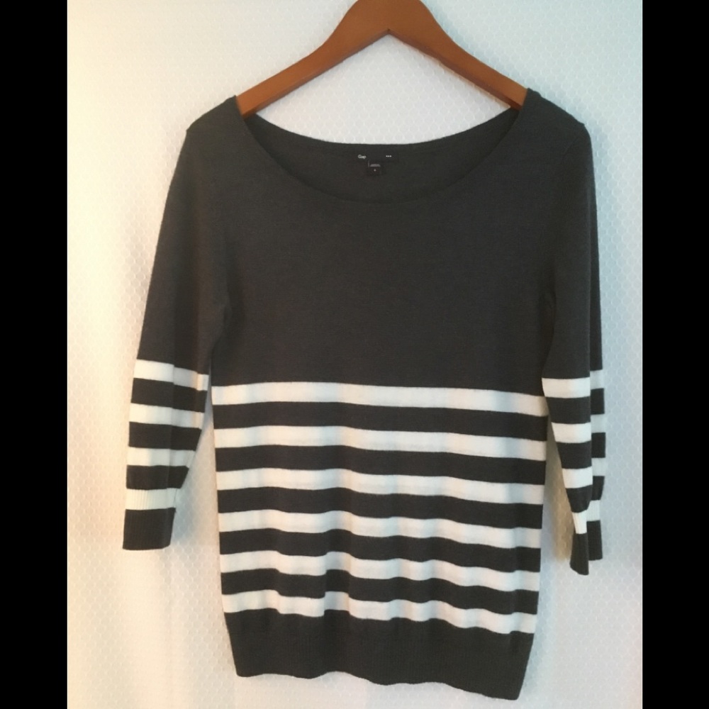 Navy striped boatneck sweater